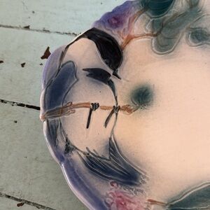 One Off Studio, Novia Scotia handmade pottery studio Chickadee Bird Dish